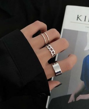 Fashion Silver Adjustable Rings 3pcs Set Women Accessories Ring Gift