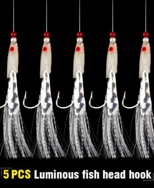 5 PCS MACKEREL FEATHERS BASS COD LURE LURES SEA FISHING RIGS TACKLE BOAT FADDISH
