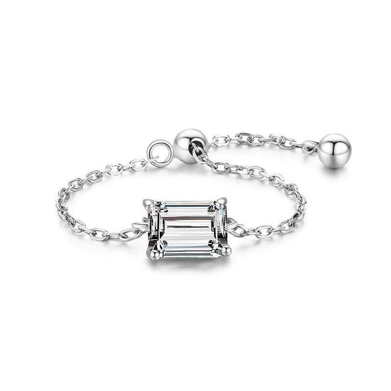 Clear Link Chain Ring Trendy 925 Silver Adjustable Charm Gold Color Rings - 图片 3
