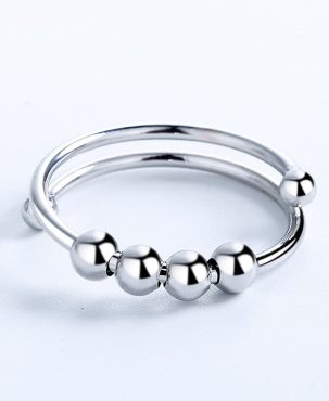 2024 fidget beads rings for women men Rotate Freely Anti Stress Anxiety Ring Single Coil Antistress Spiral Beads Rotate jewlery
