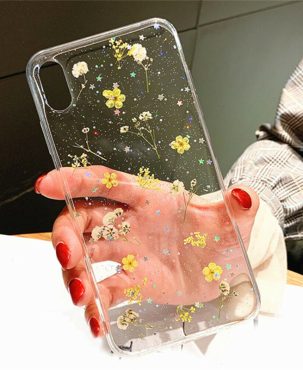 For iPhone X XS MAX XR 8 7 6 Sweet Fashion Real Dried Pressed Flowers Phone Case