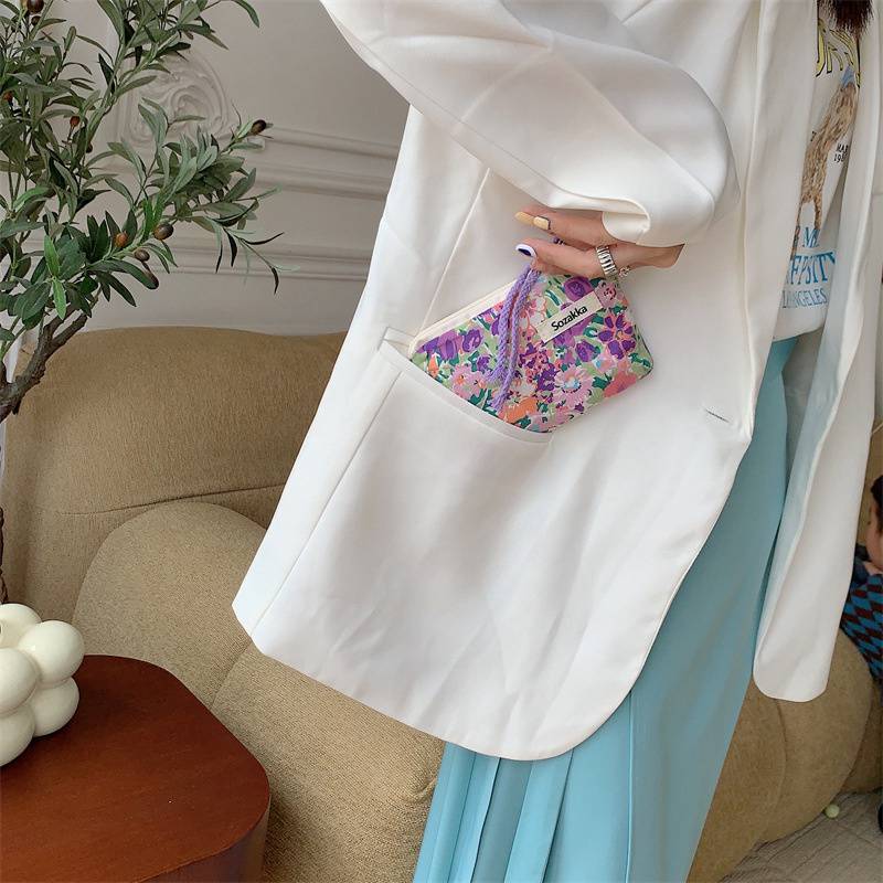 Kawaii Floral Travel Portable Coin Purse Cosmetic Lipstick Storage Bag Women Makeup Handbags Wallet Organizer Small Pouch Bags - 图片 9