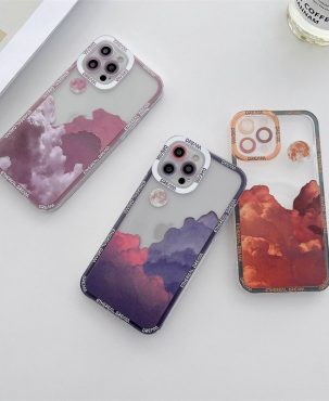 Retro Moon night Late cloud Phone Case For iPhone 13 Pro 11 12Pro Max XR XS Max 7 8 Plus X Lens Protection Shockproof Soft Cover