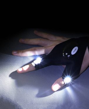 Outdoor Fishing Magic Strap Fingerless Gloves LED Flashlight Torch Cover Survival Camping Hiking Cycling Rescue Tool Gloves