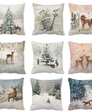 45x45cm Rabbit Elk Christmas Pillowcase Merry Christmas Decor for Home Cristmas Xmas Gift Navidad Noel 2024 Happy New Year 2025