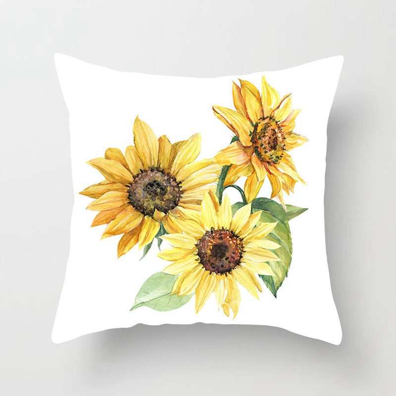 Spring and Summer New Sunflower SUNFLOWER Pillow Cover Home Sofa Cushion without Core Flower Cushion Cover