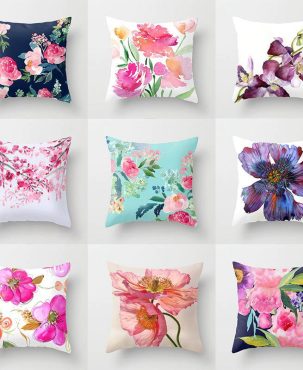 New Peach Skin Fabric Nordic Ins Pillowcase Modern Minimalist Flower Pillow Cover Car and Sofa Waist Pillow Throw Pillowcase