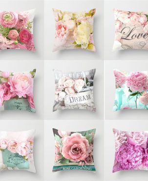 American Rose Pillow Cover Peach Skin Fabric Sofa and Bed Cushions Pillowcase Amazon Home Pillow Cover