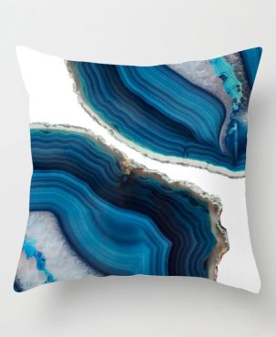 New Living Room Study Abstract Blue Printed Pillow Peach Skin Fabric Simple Fashion Cushion Car Cushion