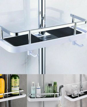 Bathroom Shelf Shower Pole Caddy Rack Storage Organiser Tray Holder Accessories.