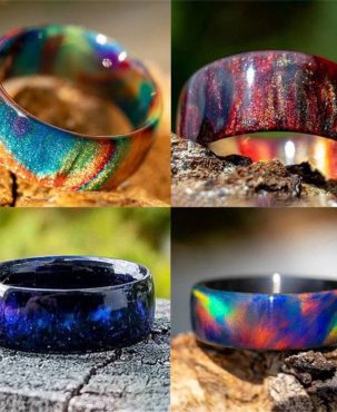 Acrylic Multi Color Glitter Ring Rainbow Resin Finger Rings Jewelry Size 7-9