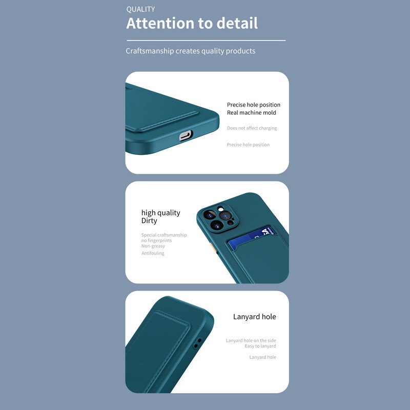 Shockproof Card Holder TPU Slot Case For iPhone 13 Pro Max 12 11 XS XR 8 7 Cover - Image 3