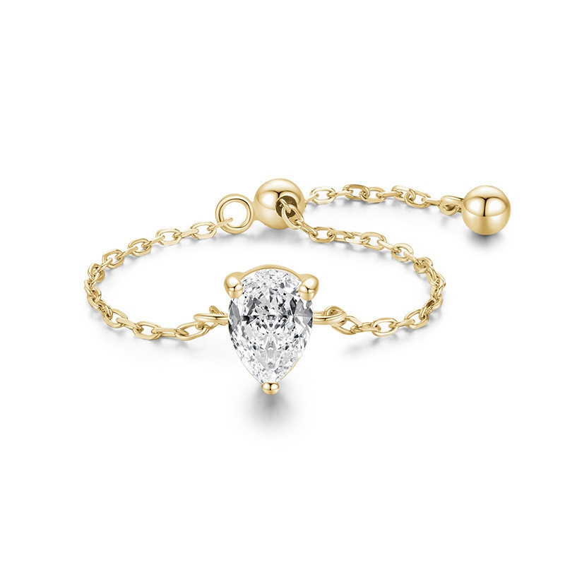 Clear Link Chain Ring Trendy 925 Silver Adjustable Charm Gold Color Rings - 图片 4