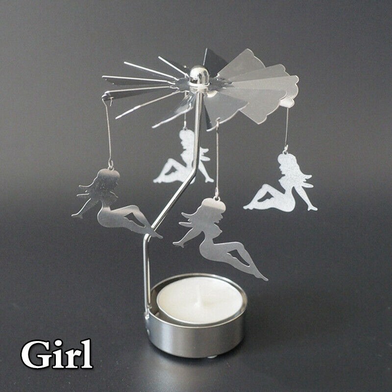 Tea Light Holder Rotary Spinning Candlestick Candle Carousel Metal Home Supply - Image 14