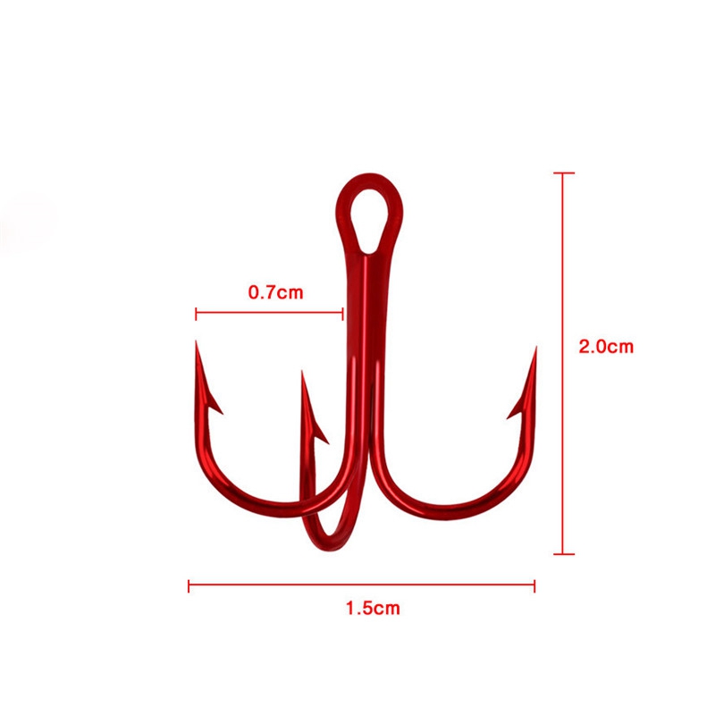100pcs Fishing Hook Sharp Treble Hooks Size 1 2 4 6 8 10 12 14 Red Black Silver - Image 3