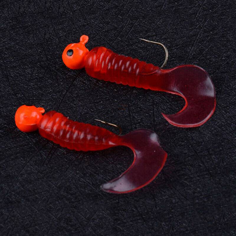 17Pcs Fishing Lures Set Jig Lead Head Hooks Soft Worm Grub Single Tail Bait - Image 3