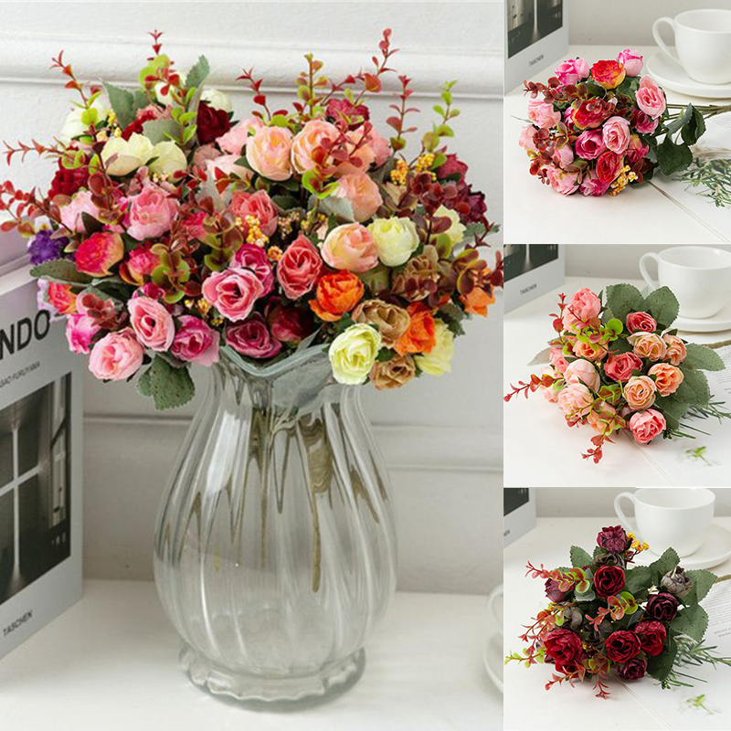 Artificial Silk Fake Flowers Bunch Wedding Party Home Grave Floral Bouquet Decor - Image 12