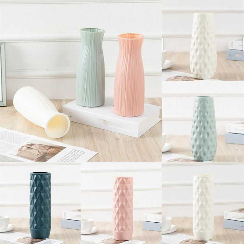 Plastic Vase Geometric Ceramic Flower Pot Basket Home Room Decor Modern - 图片 21