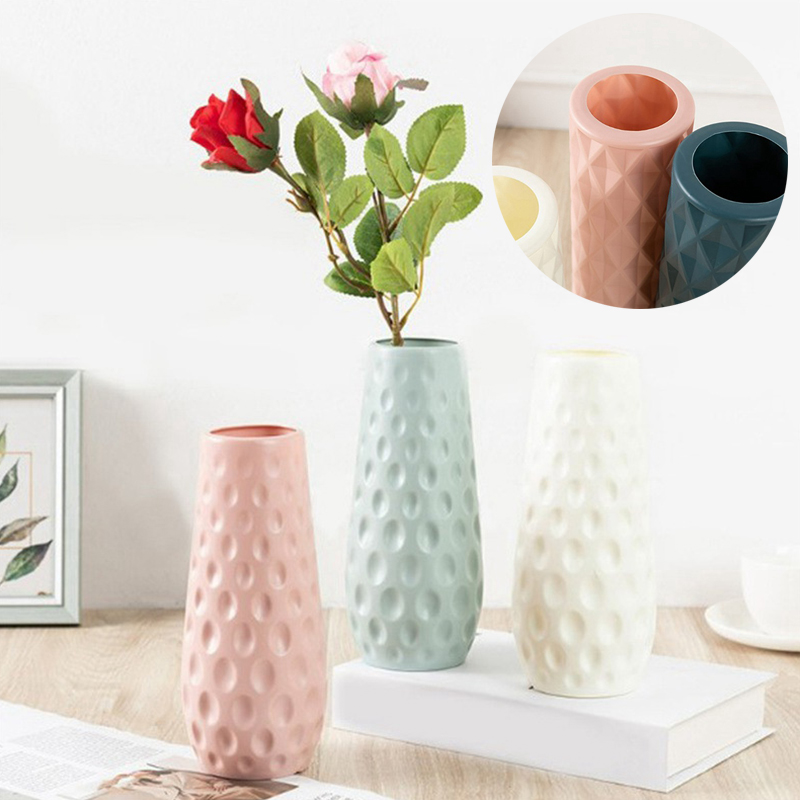 Plastic Vase Geometric Ceramic Flower Pot Basket Home Room Decor Modern - 图片 17