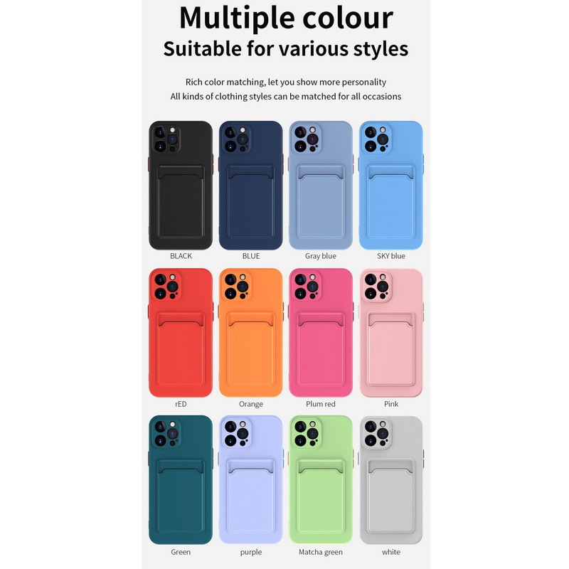 Shockproof Card Holder TPU Slot Case For iPhone 13 Pro Max 12 11 XS XR 8 7 Cover - Image 4