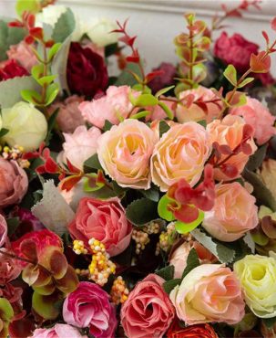 Artificial Silk Fake Flowers Bunch Wedding Party Home Grave Floral Bouquet Decor