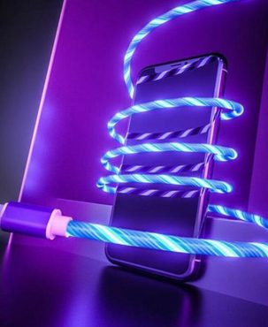 LED flowing Light Up USB Sync Type-C For iPhone Charger Data Cable Charging Cord