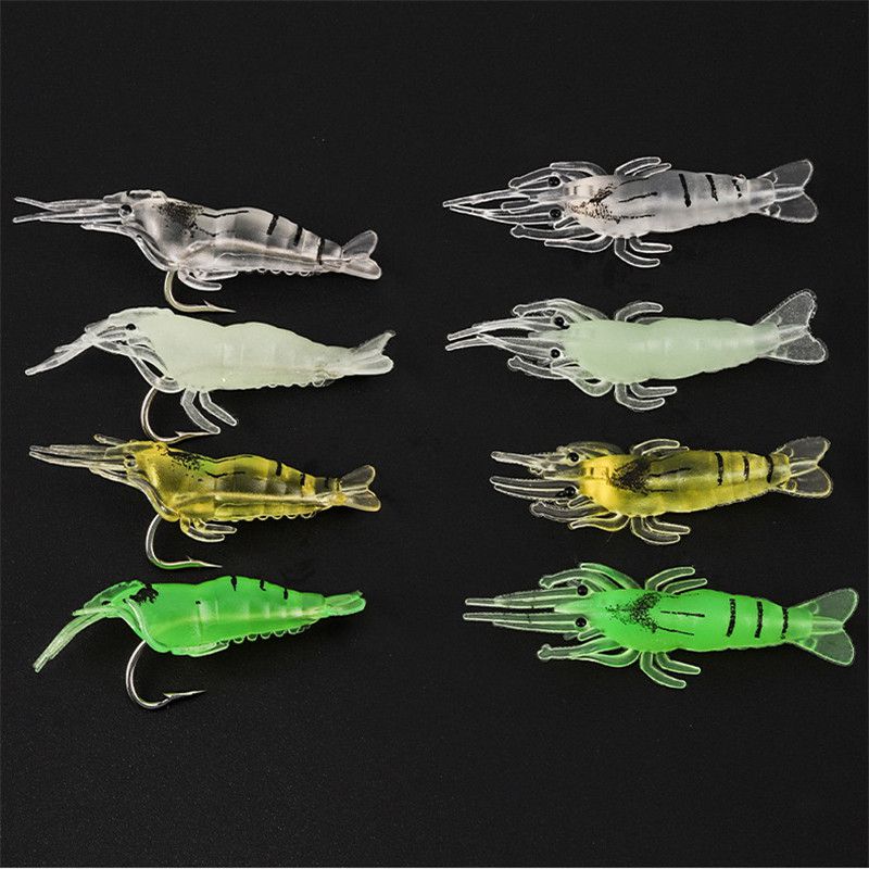 Luminous Shrimp Silicone Artificial Bait Simulation Soft Prawn With Hooks Carp Wobbler For Fishing Tackle/Lure/Accessories Sea
