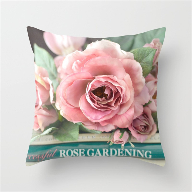 American Rose Pillow Cover Peach Skin Fabric Sofa and Bed Cushions Pillowcase Amazon Home Pillow Cover - Image 3