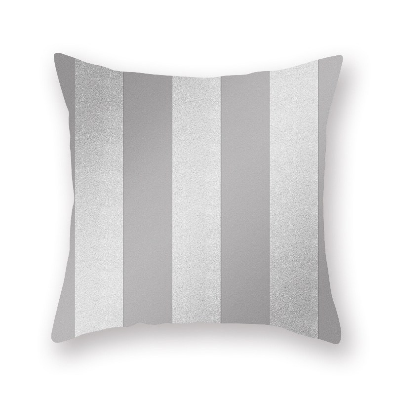 Amazon New Silver Gray Geometric Peach Skin Fabric Pillow Cover Car Office Sofa Bed Pillow Cushion Cover Wholesale - 图片 3