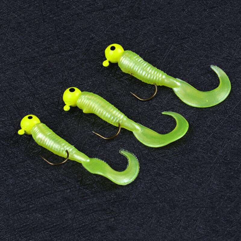 17Pcs Fishing Lures Set Jig Lead Head Hooks Soft Worm Grub Single Tail Bait - Image 4