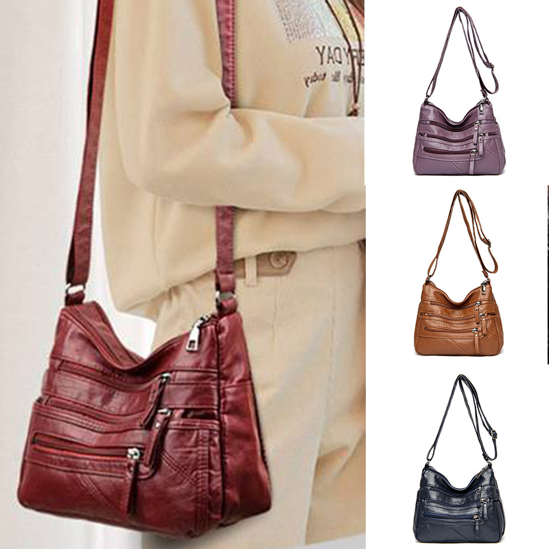 Women Crossbody Leather Handbags Pocketbooks Purses Multi Pocket Shoulder Bag - 图片 21