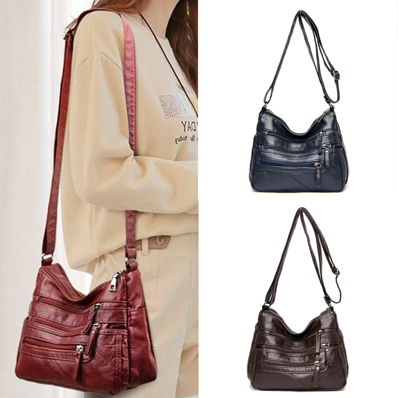 Women Crossbody Leather Handbags Pocketbooks Purses Multi Pocket Shoulder Bag - 图片 22