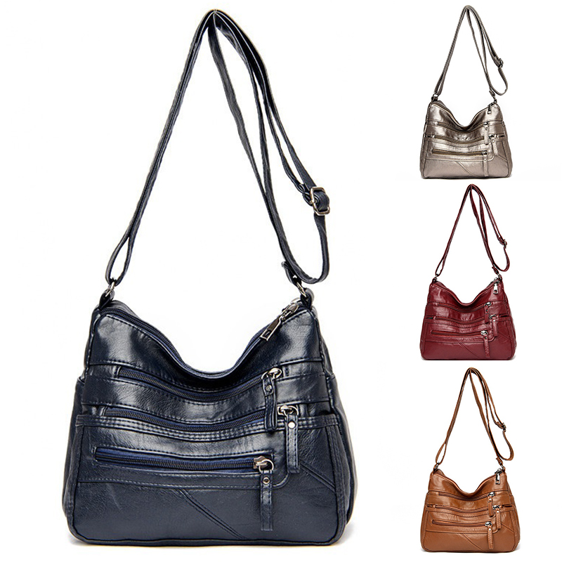 Women Crossbody Leather Handbags Pocketbooks Purses Multi Pocket Shoulder Bag - 图片 17