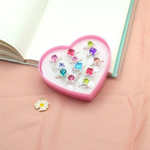 12X Kids Child Girl Diamate Ring Set Adjustable Crystal Rings Costume Jewellery - Image 4