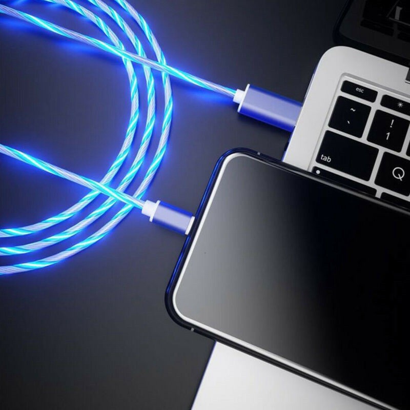 LED flowing Light Up USB Sync Type-C For iPhone Charger Data Cable Charging Cord - Image 4