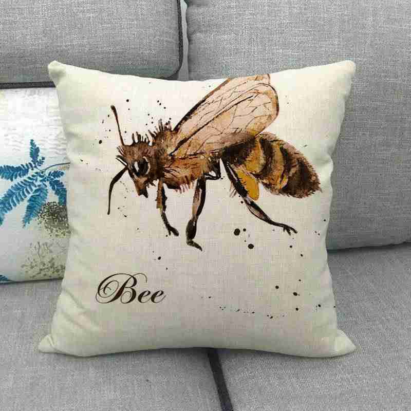Rural Square Wooden Bee Honey Cushion Cover Linen Cotton Sofa Couch pillow Case - Image 13