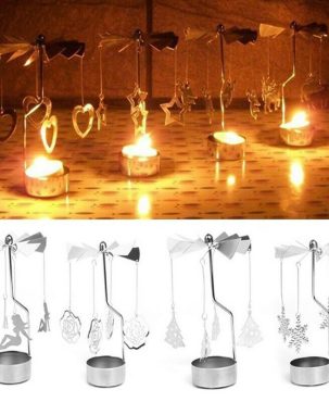 Tea Light Holder Rotary Spinning Candlestick Candle Carousel Metal Home Supply