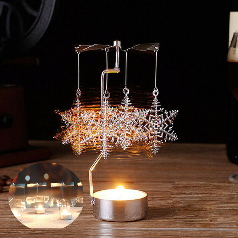 Tea Light Holder Rotary Spinning Candlestick Candle Carousel Metal Home Supply - Image 18