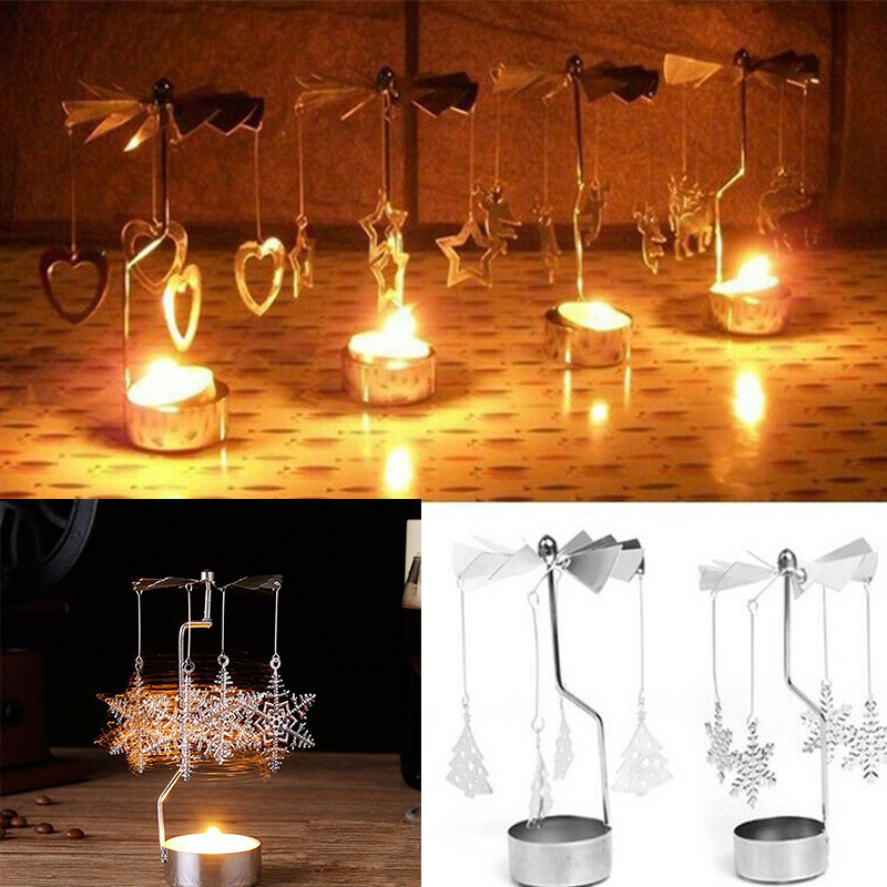 Tea Light Holder Rotary Spinning Candlestick Candle Carousel Metal Home Supply - Image 17