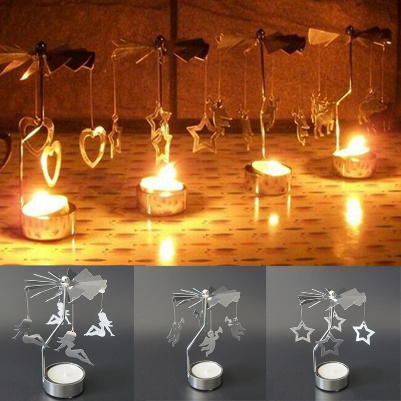 Tea Light Holder Rotary Spinning Candlestick Candle Carousel Metal Home Supply - Image 22