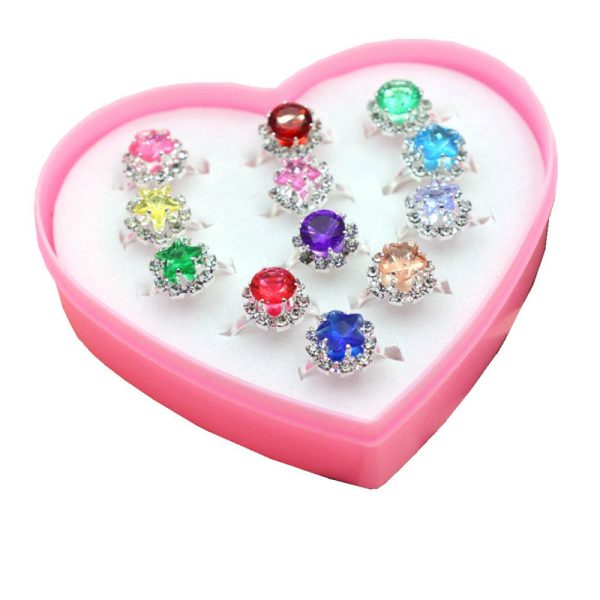 12X Kids Child Girl Diamate Ring Set Adjustable Crystal Rings Costume Jewellery - Image 5