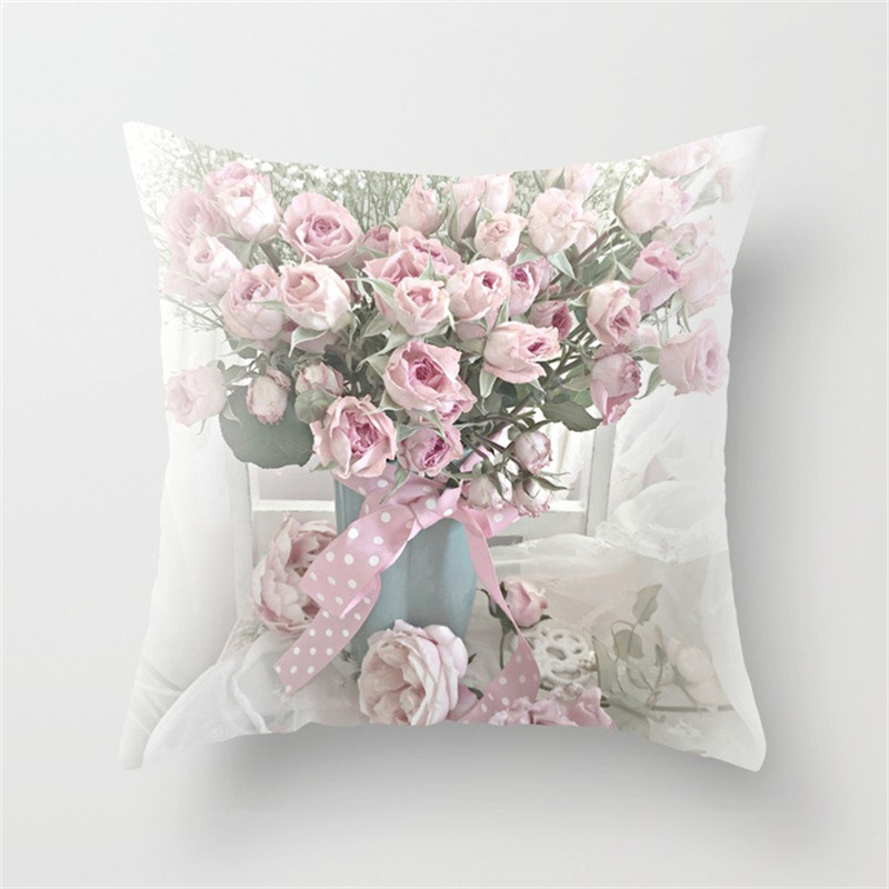 American Rose Pillow Cover Peach Skin Fabric Sofa and Bed Cushions Pillowcase Amazon Home Pillow Cover - Image 5