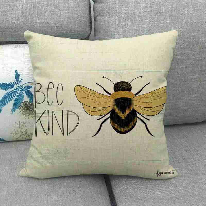 Rural Square Wooden Bee Honey Cushion Cover Linen Cotton Sofa Couch pillow Case - Image 14