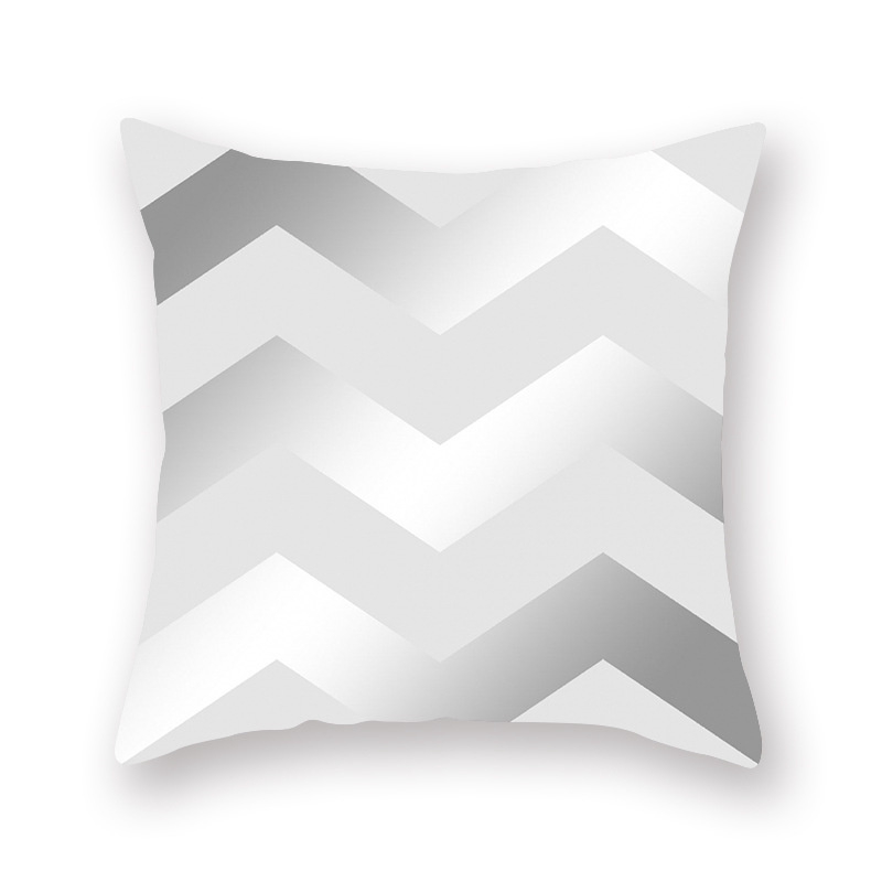 Amazon New Silver Gray Geometric Peach Skin Fabric Pillow Cover Car Office Sofa Bed Pillow Cushion Cover Wholesale - 图片 5