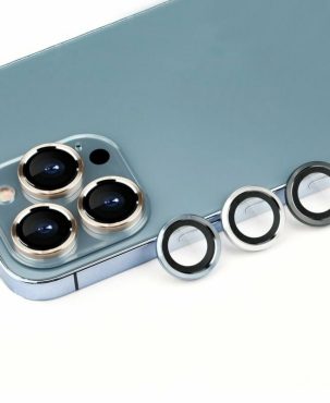 For iPhone 13 Pro Max Metal Ring + Tempered Glass Camera Lens Screen Protector