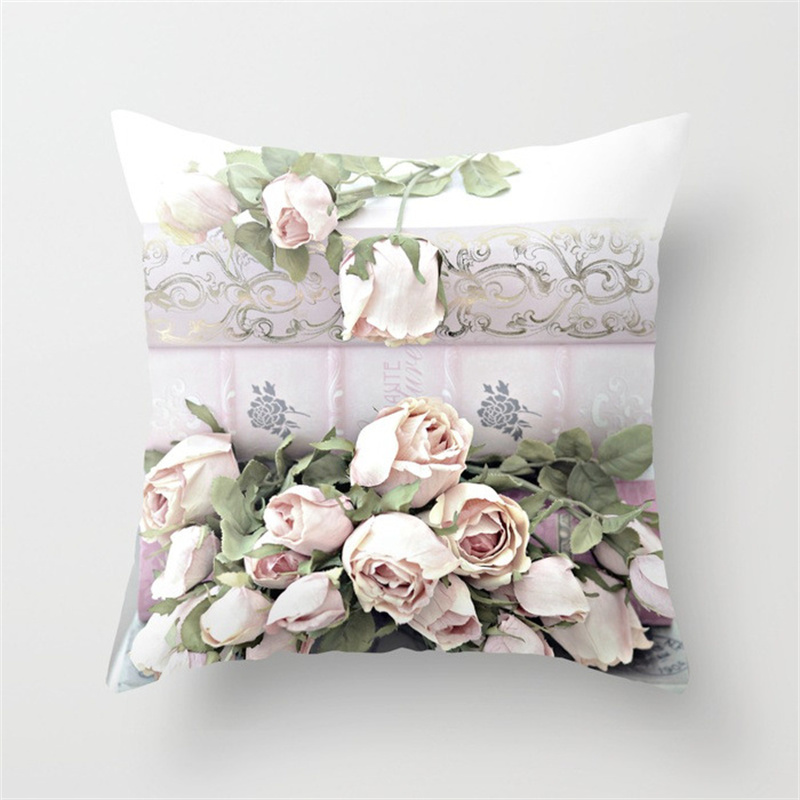 American Rose Pillow Cover Peach Skin Fabric Sofa and Bed Cushions Pillowcase Amazon Home Pillow Cover - Image 6
