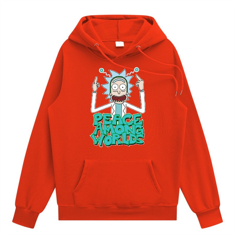 2024 Men Fashion Brands Pullover Leisure Hoodie Fleece-Lined Rick Morty Printed European and American Style Men's Clothing Sweatshirt - Image 6