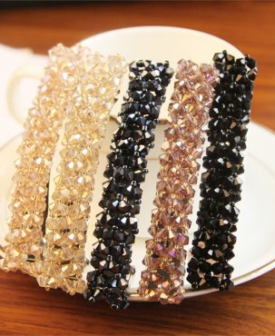 Korean Hair Accessories Four Rows Crystal Hair Clip Hairpin Women's Fishing Line Woven Clip Women's Hair Tie Head Clip Foreign Trade Ornament