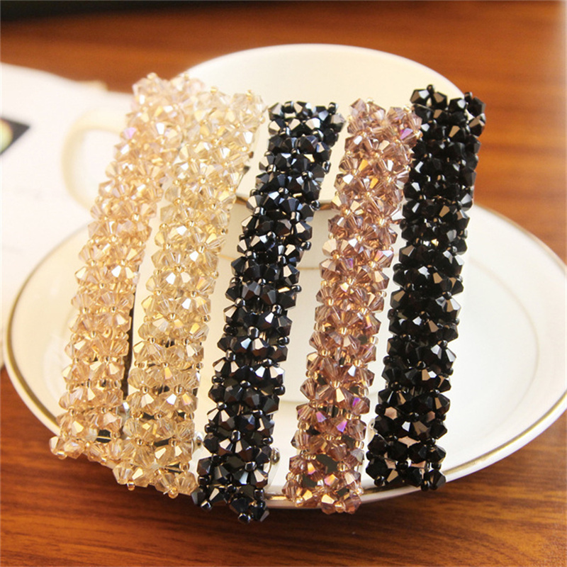 Korean Hair Accessories Four Rows Crystal Hair Clip Hairpin Women's Fishing Line Woven Clip Women's Hair Tie Head Clip Foreign Trade Ornament