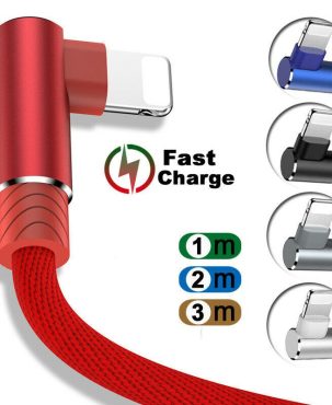 1M 2M 3M Lead For Apple iPhone iPad 90° Elbow USB Data Fast Charge Charger Cable